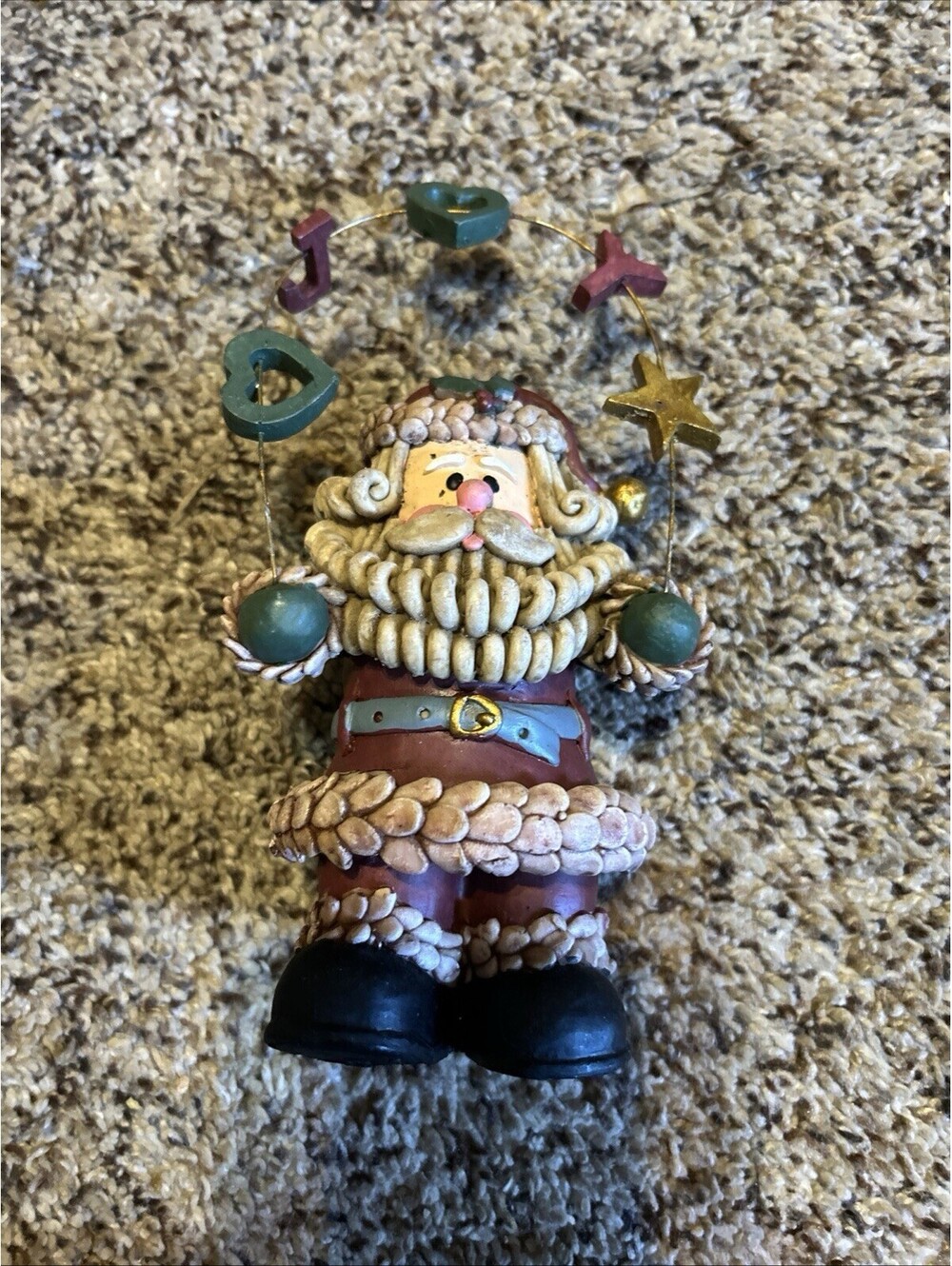 Vintage Santa  Claus Joy Figure Wood Or Resin
